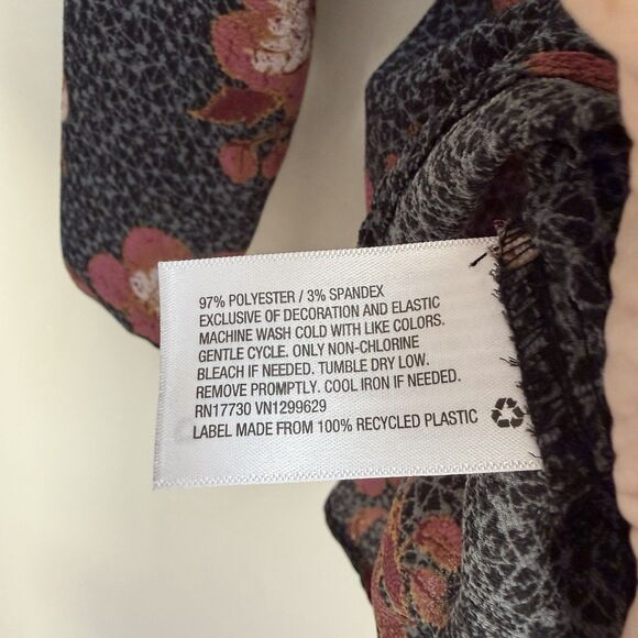 Knox Rose Floral Peasant Blouse Large Boho Tassel Tie Long Sleeve - Picture 8 of 9